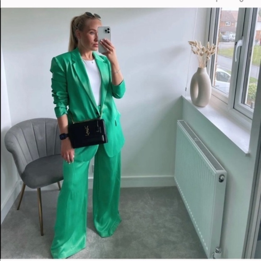 Zara straight cut satin effect blazer